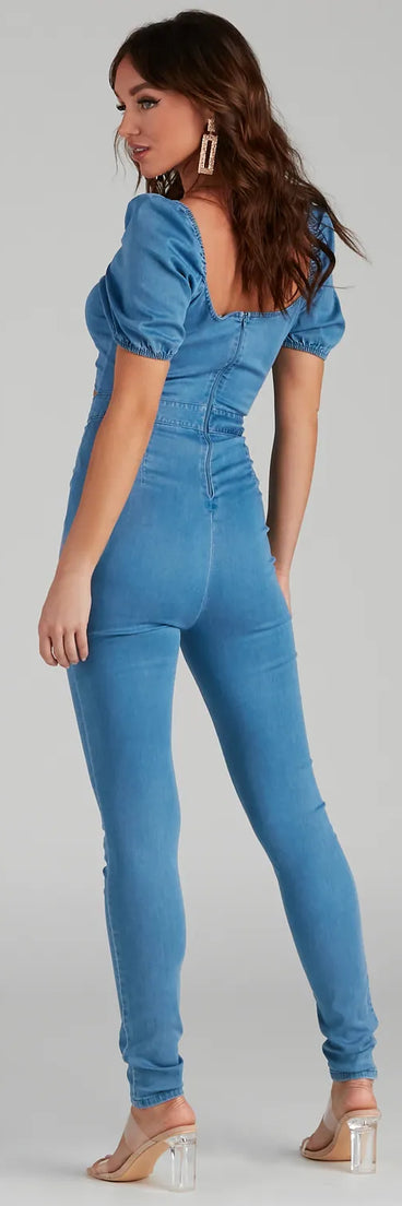 All Too Stylish Denim Catsuit