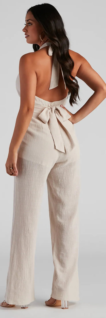 All It Takes Linen Halter Jumpsuit