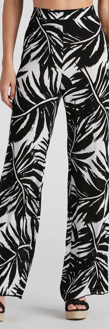 Sandy Beaches Palm Wide-Leg Pants