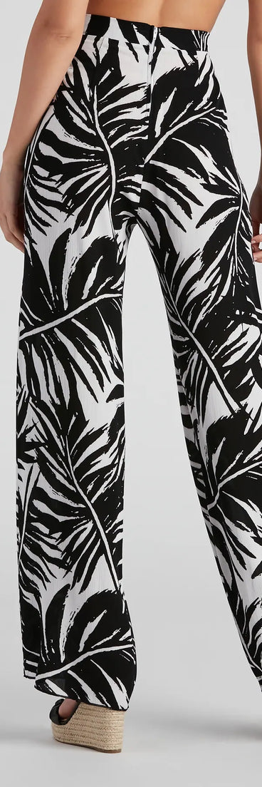 Sandy Beaches Palm Wide-Leg Pants