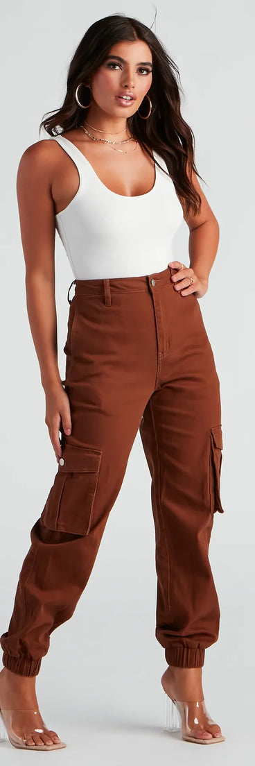 Jog My Memory High Rise Cargo Joggers