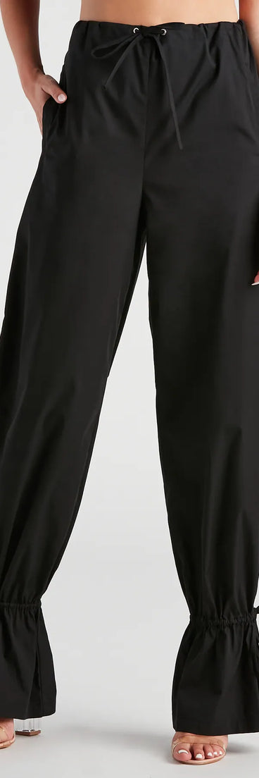 Sporty Sass Ankle Tie Twill Pants