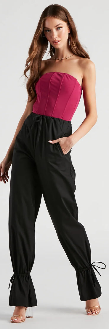 Sporty Sass Ankle Tie Twill Pants
