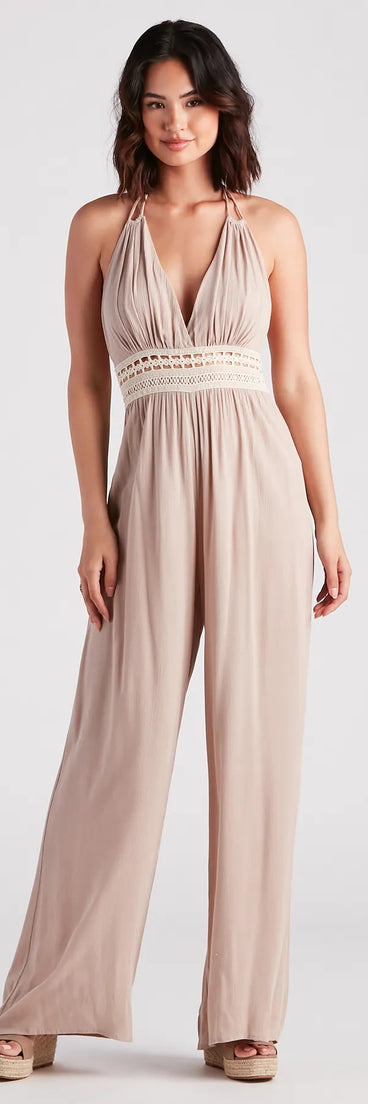 Wandering Bliss Halter Crochet Jumpsuit