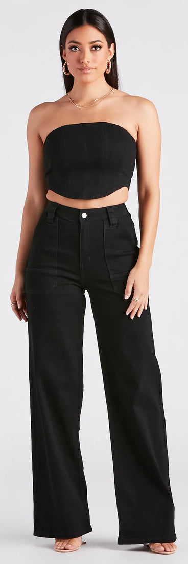 It's A Mood Wide Leg Twill Denim Pants