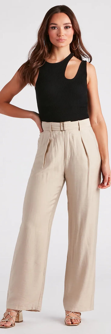 Show Up In Style Linen Wide Leg Trouser Pants