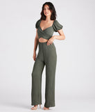 Flirt On Check Linen Puff Sleeve Jumpsuit
