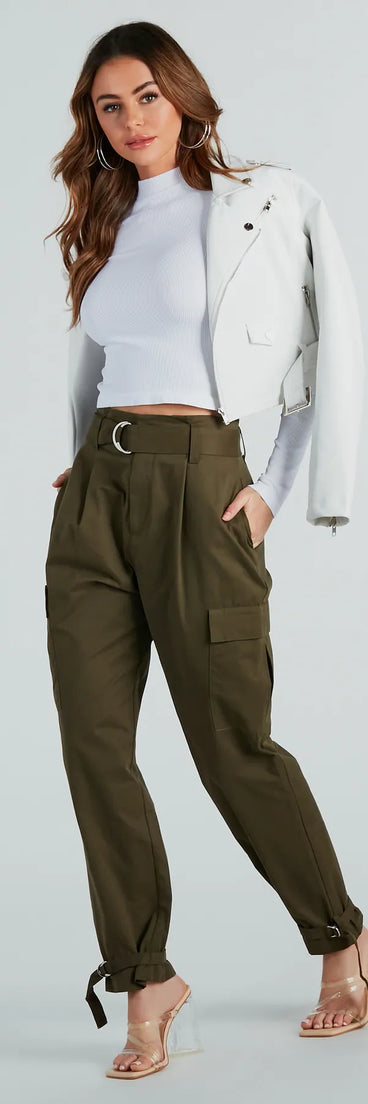 Step It Up High-Rise Paperbag Cargo Pants