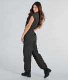 Street Style Sleeveless Cargo Jumpsuit