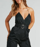 Looking Cool Belted Cargo Twill Jumpsuit
