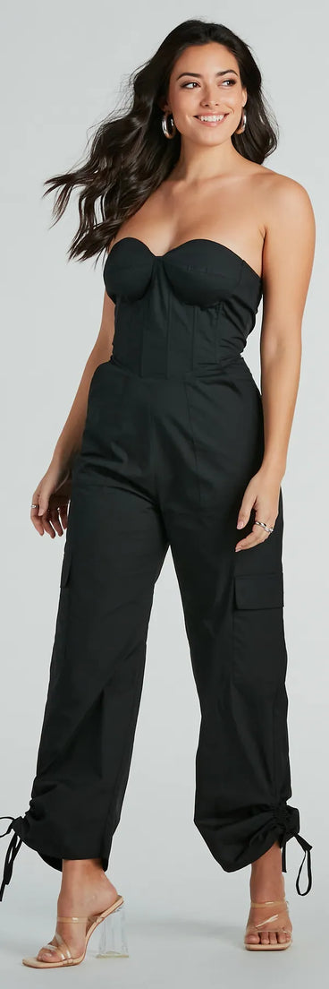 Weekend Fit Strapless Bustier Woven Jumpsuit