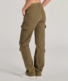 The Casual Meets Stylish High-Rise Cargo Straight Leg Pants is a trendy women's bottom in olive green, designed with modern details and alluring textures to complete chic outfits for 2025.