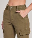 Create bold, fashion-forward looks for spring or summer with the Casual Meets Stylish High-Rise Cargo Straight Leg Pants in olive green, a must-have piece from Windsor’s collection of stylish bottoms for women.
