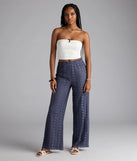 Choosing denim blue pants means the Weekend Breeze High-Rise Crochet Palazzo Pants are your new power move—polished enough for plans, bold enough for the gram.