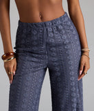 Choosing denim blue pants means the Weekend Breeze High-Rise Crochet Palazzo Pants are your new power move—polished enough for plans, bold enough for the gram.