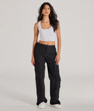 A stylish choice for adding an edgy flair to your everyday attire, the Out For The Day High-Rise Cargo Pants in black are utility-inspired cargos for women that create a bold yet functional on-trend outfit.