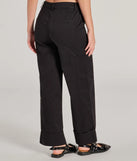 The Weekend Trip High-Rise Cuffed Cargo Pants is a trendy women's bottom in black, designed with modern details and alluring textures to complete chic outfits for 2025.