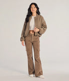 The Effortless And Cool Corduroy Cargo Flare Pants is a trendy women's bottom in olive green, designed with modern details and alluring textures to complete chic outfits for 2025.