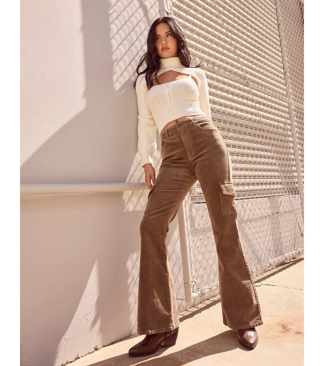 Effortless And Cool Corduroy Cargo Flare Pants | Windsor
