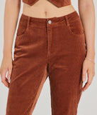 Create bold, fashion-forward looks for spring or summer with the Retro Chic Corduroy High-Rise Flare Pants in rust, a must-have piece from Windsor’s collection of stylish bottoms for women.