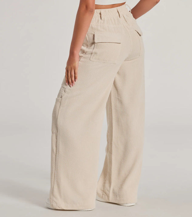 Essential High-Rise Corduroy Wide-Leg Cargo Pants | Windsor