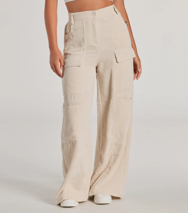Essential High-Rise Corduroy Wide-Leg Cargo Pants | Windsor