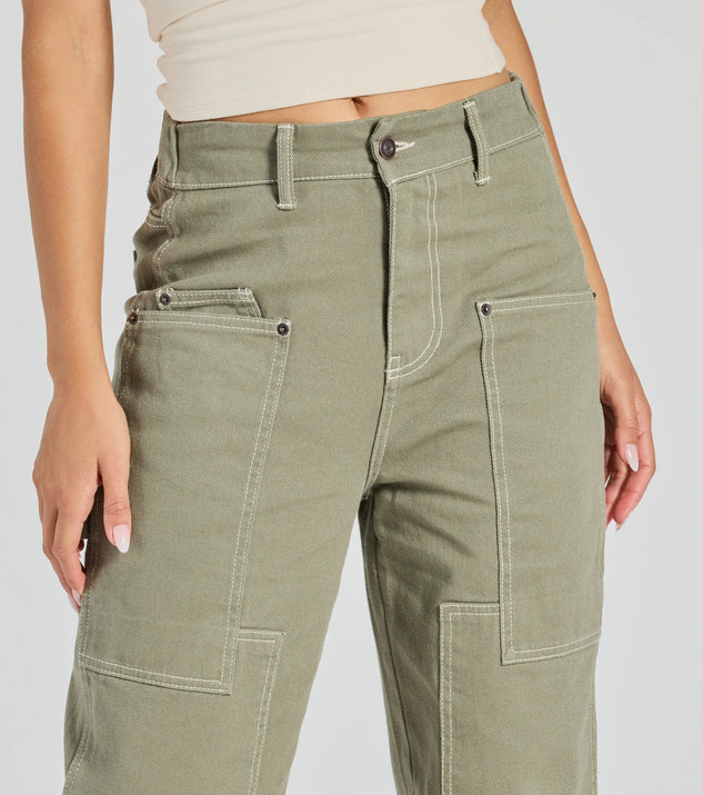 Effortlessly Casual Wide-Leg Twill Cargo Pants | Windsor