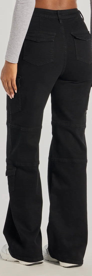 Trendy black cargo pants like the The Next Level High-Rise Cargo Pants bring casual utility style to everyday and off-duty looks.