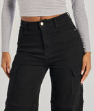 Create bold, fashion-forward looks for spring or summer with the The Next Level High-Rise Cargo Pants in black, a must-have piece from Windsor’s collection of stylish bottoms for women.