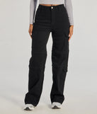The The Next Level High-Rise Cargo Pants is a trendy women's bottom in black, designed with modern details and alluring textures to complete chic outfits for 2025.
