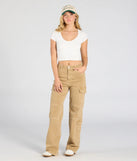 Pair the Coolest Babe High-Rise Cargo Straight-Leg Pants with your favorite crop or bodysuit for effortless warm-weather looks with on-trend khaki pants that speak your style.