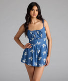 Effortless Summer Cutie Chambray Floral Romper
