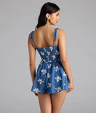 Effortless Summer Cutie Chambray Floral Romper