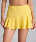Designed for campus outfits, sleek workwear, and on-the-go moments, the Give Trendy Vibes High-Rise Button Mini Skort is a trendy yellow bottom for women bringing effortless fall versatility.