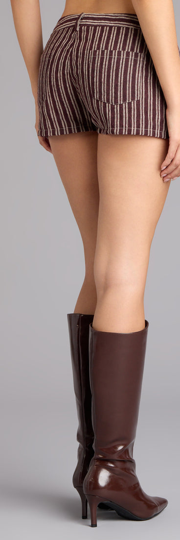 Autumn Stroll Striped Corduroy Shorts