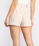 Windowpane Tie Waist Paper Bag Shorts