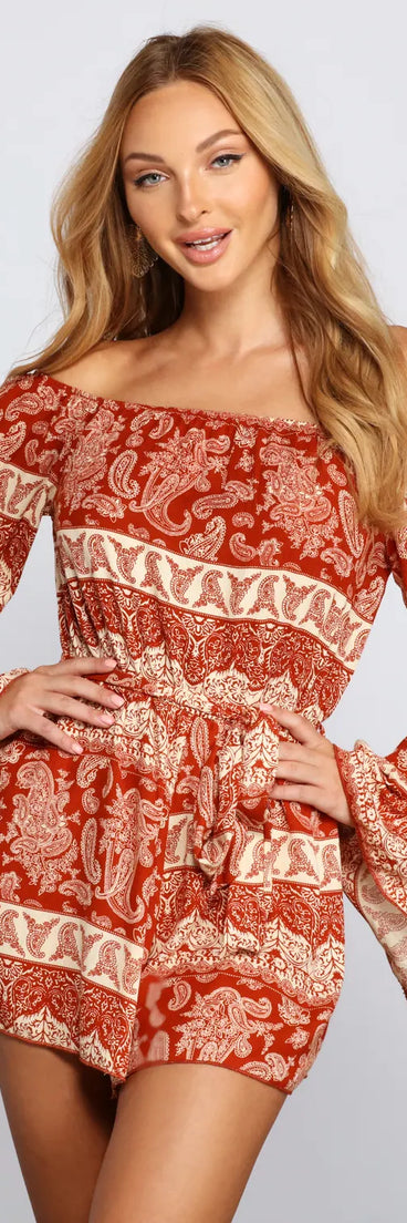 Off The Shoulder Paisley Perfection Romper