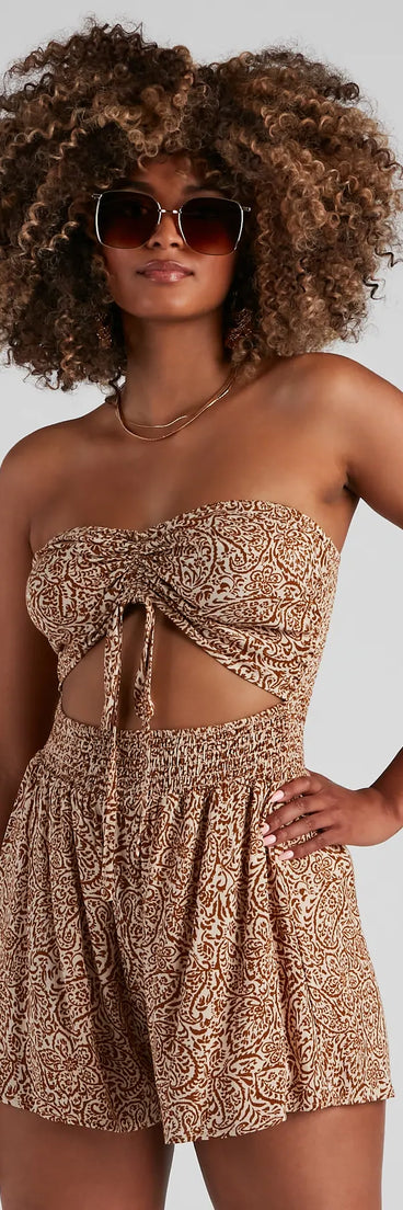 Boho Babe Printed Strapless Romper