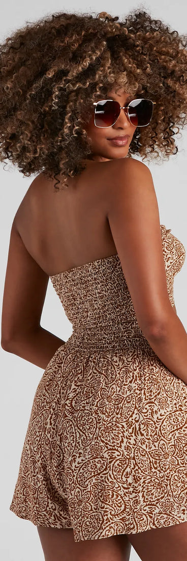 Boho Babe Printed Strapless Romper