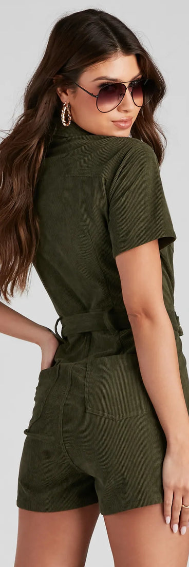 On An Adventure Corduroy Utility Romper