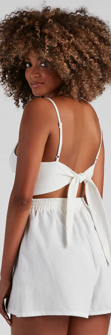 Day Trip Twist Cutout Linen Romper