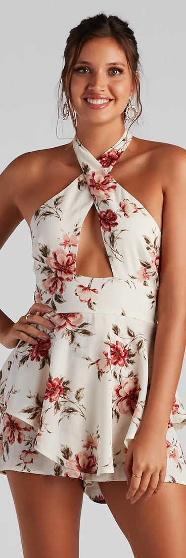 Love Me Floral Crepe Skort Romper