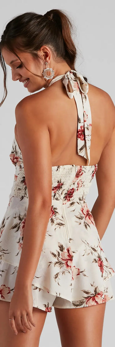 Love Me Floral Crepe Skort Romper