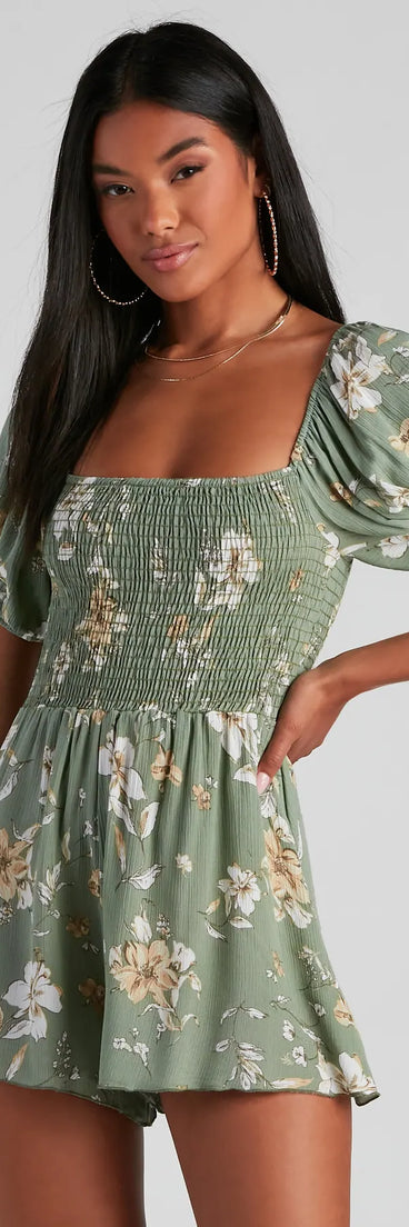 Walkin' On Sunshine Floral Puff Romper