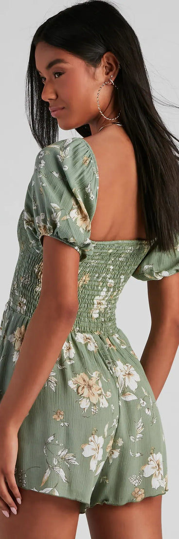 Walkin' On Sunshine Floral Puff Romper