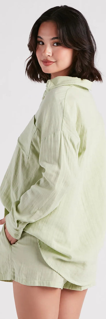 Coastal Cute Linen Top And Shorts Set