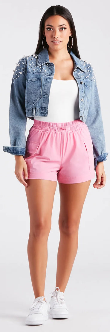 So Sporty High Waist Nylon Cargo Shorts