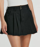 Cutting Edge Mid Rise Pleated Denim Skort