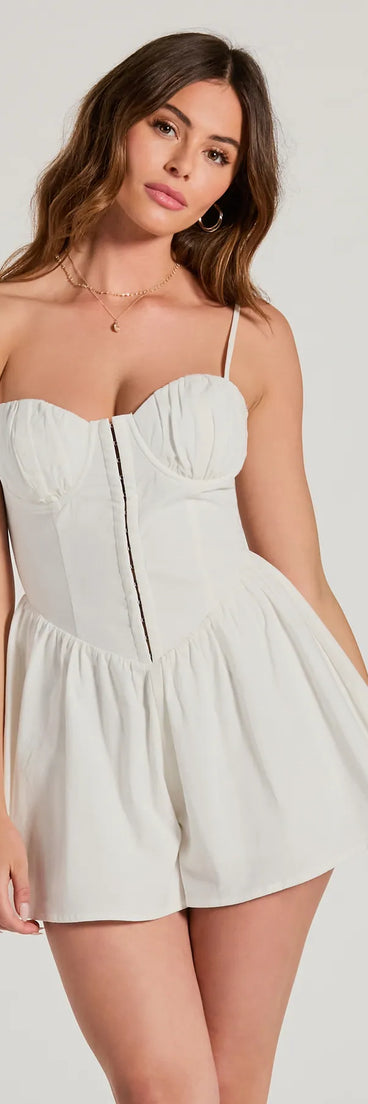 Cutie Season Sweetheart Corset Linen Romper