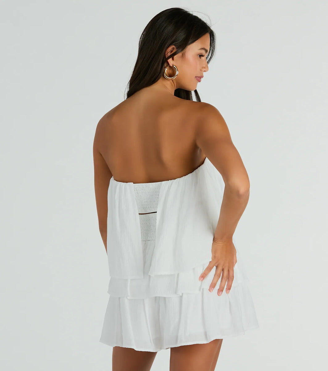 Poolside Vacay Strapless Ruffled Romper & Windsor